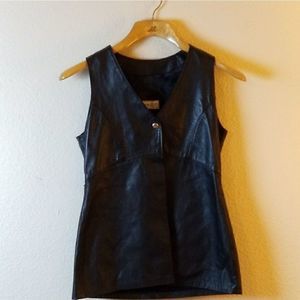 Vintage Black Leather Vest